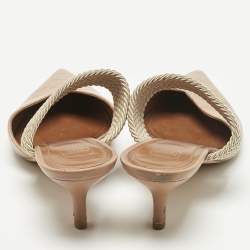 Pre Owned Malone Souliers Beige Croc Embossed Leather Maisie Mules Size 37.5