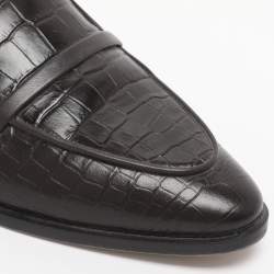 Pre Owned Malone Souliers Brown Croc Embossed Leather Barry Smoking Slippers Size 41