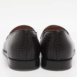 Pre Owned Malone Souliers Brown Croc Embossed Leather Barry Smoking Slippers Size 41