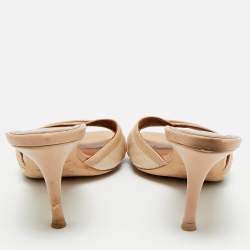 Pre Owned Malone Souliers Beige Leather Perla Mules Slide Sandals Size 38