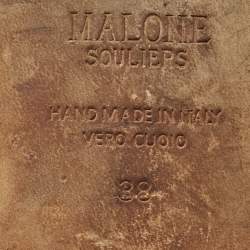 Pre Owned Malone Souliers Grey/Blue Leather And Fabric Flat Slides Size 38