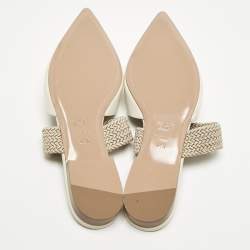 Pre Owned Malone Souliers Cream Croc Embossed Leather Maisie Mules Size 41.5