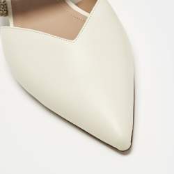 Pre Owned Malone Souliers Cream Croc Embossed Leather Maisie Mules Size 41.5