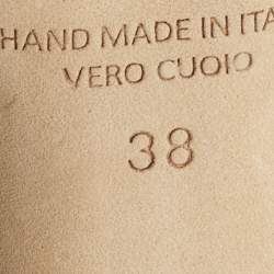 Pre Owned Malone Souliers Black/Gold Leather and Satin Imogen Slide Sandals Size 38