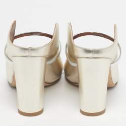Pre Owned Malone Souliers Silver/Gold Leather Norah Slide Sandals Size 39