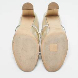 Pre Owned Malone Souliers Silver/Gold Leather Norah Slide Sandals Size 39