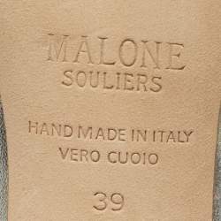 Pre Owned Malone Souliers Silver/Gold Leather Norah Slide Sandals Size 39