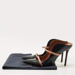 Pre Owned Malone Souliers Black/Beige Leather Maureen Heel Mules Size 39