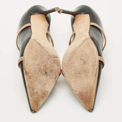 Pre Owned Malone Souliers Black/Beige Leather Maureen Heel Mules Size 39
