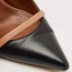 Pre Owned Malone Souliers Black/Beige Leather Maureen Heel Mules Size 39