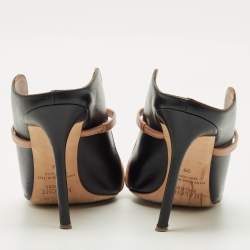 Pre Owned Malone Souliers Black/Beige Leather Maureen Heel Mules Size 39