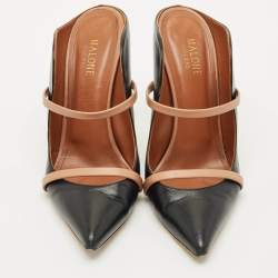Pre Owned Malone Souliers Black/Beige Leather Maureen Heel Mules Size 39