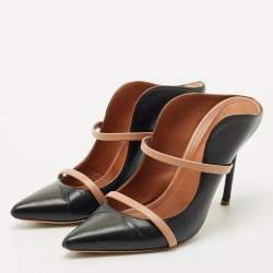 Pre Owned Malone Souliers Black/Beige Leather Maureen Heel Mules Size 39
