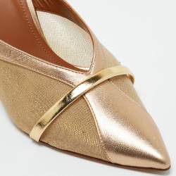 Pre Owned Malone Souliers Gold Leather and Mesh bobbi Mules Size 38