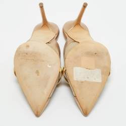 Pre Owned Malone Souliers Gold Leather and Mesh bobbi Mules Size 38