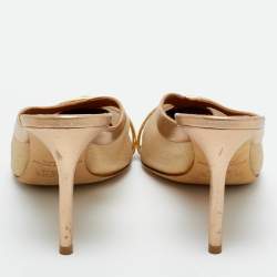 Pre Owned Malone Souliers Gold Leather and Mesh bobbi Mules Size 38