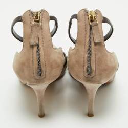 Pre Owned Malone Souliers Brown/Grey Suede Robyn Ankle Strap Pumps Size 39