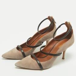 Pre Owned Malone Souliers Brown/Grey Suede Robyn Ankle Strap Pumps Size 39