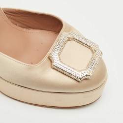 Pre Owned Malone Souliers Beige Satin Teese Platform Ankle Wrap Pumps Size 39