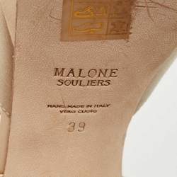 Pre Owned Malone Souliers Beige Satin Teese Platform Ankle Wrap Pumps Size 39