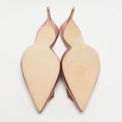 Pre Owned Malone Souliers Pink Satin Mona 70 Crystal Embellished Mules Size 41