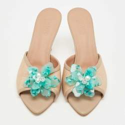 Pre Owned Malone Souliers Beige Raffia and Leather Cyd  Sandals Size 40