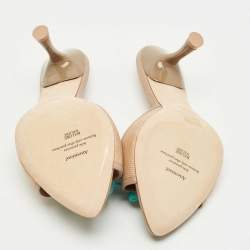 Pre Owned Malone Souliers Beige Raffia and Leather Cyd  Sandals Size 40