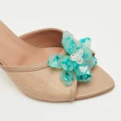 Pre Owned Malone Souliers Beige Raffia and Leather Cyd  Sandals Size 40