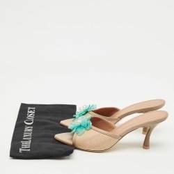 Pre Owned Malone Souliers Beige Raffia and Leather Cyd  Sandals Size 40