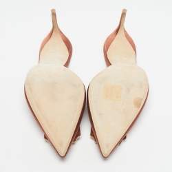 Pre Owned Malone Souliers Rose Gold Satin Mona 70 Crystal Embellished Mules Size 37