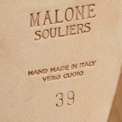 Pre Owned Malone Souliers Black Patent Leather Keaton Ankle Strap Sandals Size 39