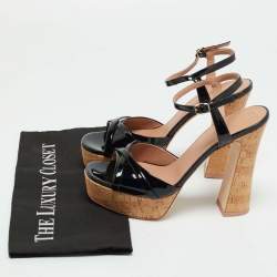 Pre Owned Malone Souliers Black Patent Leather Keaton Ankle Strap Sandals Size 39