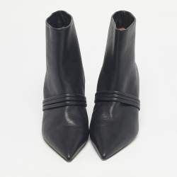 Pre Owned Malone Souliers Black Leather Madison Ankle Length Boots Size 39