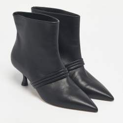 Pre Owned Malone Souliers Black Leather Madison Ankle Length Boots Size 39