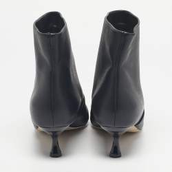 Pre Owned Malone Souliers Black Leather Madison Ankle Length Boots Size 39