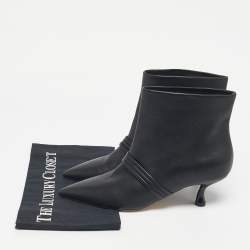 Pre Owned Malone Souliers Black Leather Madison Ankle Length Boots Size 39