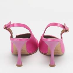 Pre Owned Malone Souliers Pink Satin Vero Cuoio Slingback Pumps Size 37
