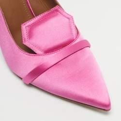 Pre Owned Malone Souliers Pink Satin Vero Cuoio Slingback Pumps Size 37