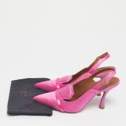 Pre Owned Malone Souliers Pink Satin Vero Cuoio Slingback Pumps Size 37