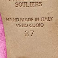 Pre Owned Malone Souliers Pink Satin Vero Cuoio Slingback Pumps Size 37