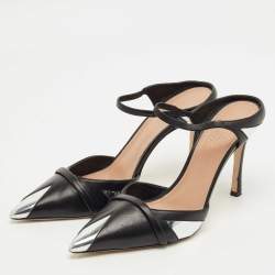 Pre Owned Malone Souliers Black/Silver Leather Uma Mules Size 40