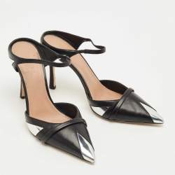 Pre Owned Malone Souliers Black/Silver Leather Uma Mules Size 40