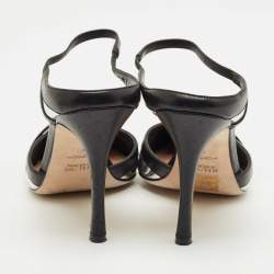 Pre Owned Malone Souliers Black/Silver Leather Uma Mules Size 40