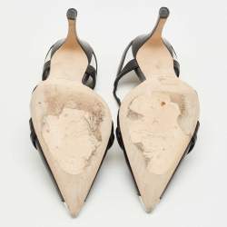 Pre Owned Malone Souliers Black/Silver Leather Uma Mules Size 40