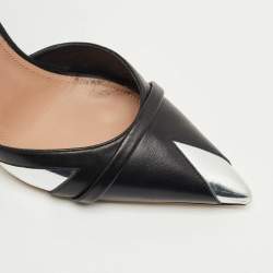 Pre Owned Malone Souliers Black/Silver Leather Uma Mules Size 40