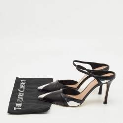 Pre Owned Malone Souliers Black/Silver Leather Uma Mules Size 40