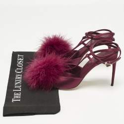 Pre Owned Malone Souliers Purple Fur and Satin Raffaella Pumps Size 40