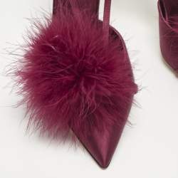 Pre Owned Malone Souliers Purple Fur and Satin Raffaella Pumps Size 40