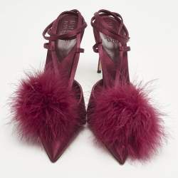Pre Owned Malone Souliers Purple Fur and Satin Raffaella Pumps Size 40