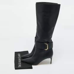 Pre Owned Malone Souliers Black  Leather Silvana Knee Length Boots Size 40